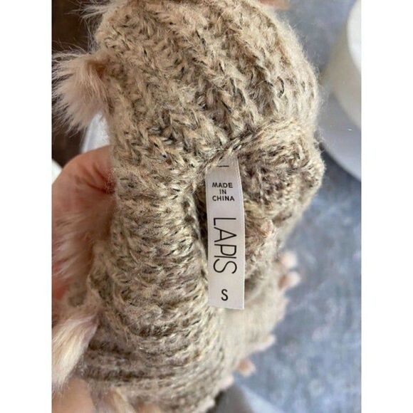 Very Soft Pale Pink Sweater with Faux Fur (Small) - Picture 2 of 3